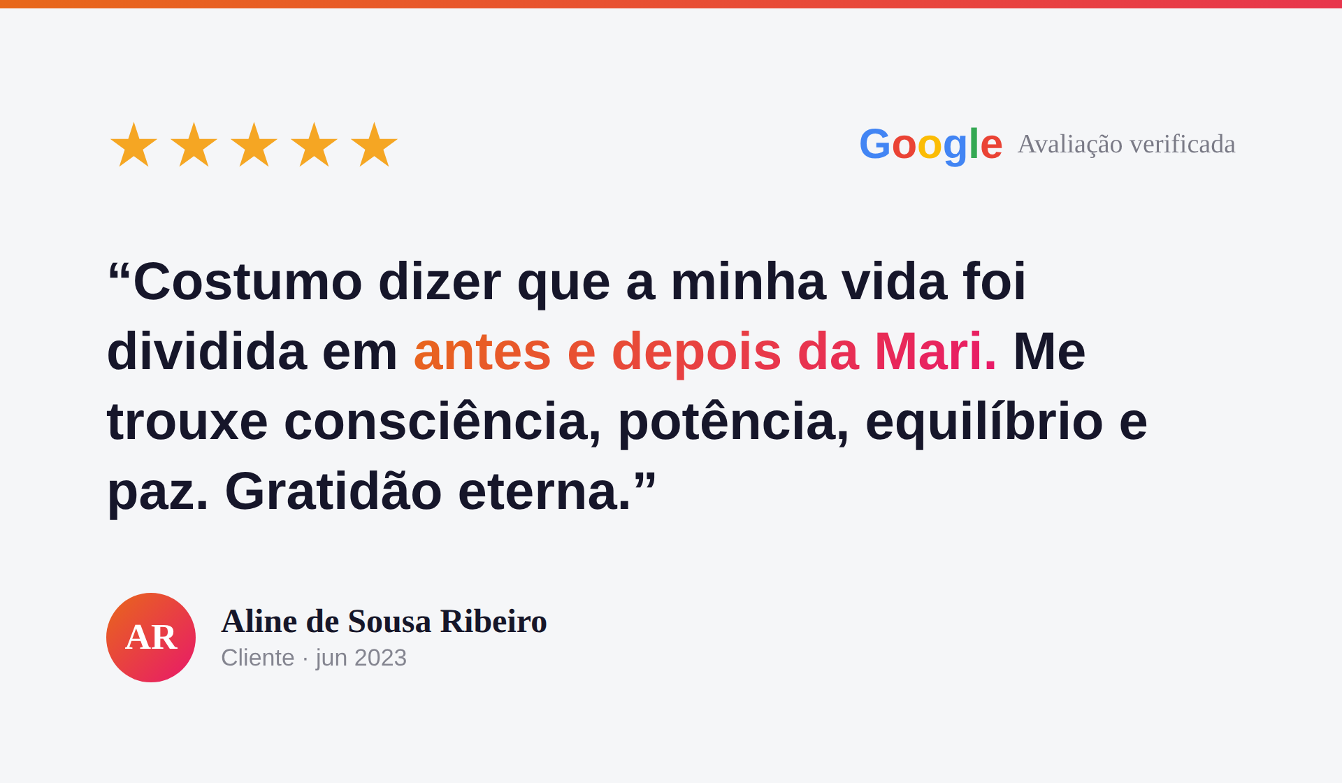 Avaliação de Aline de Sousa Ribeiro no Google