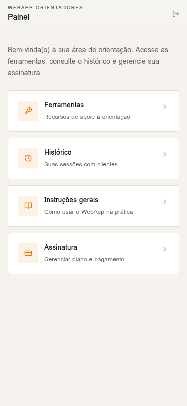 Captura Painel do orientador (mobile)
